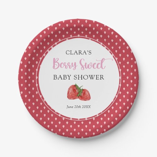 Strawberry Berry Sweet Baby Shower  Paper Plates