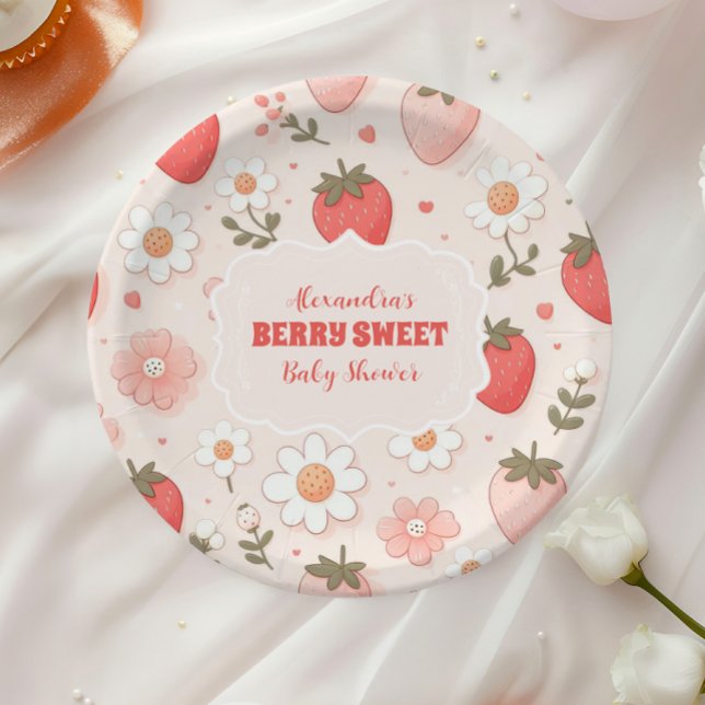 Strawberry Berry Sweet Baby Shower  Paper Plates (Creator Uploaded)