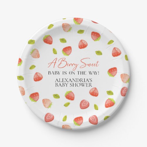Strawberry Berry Sweet Baby Shower Paper Plates