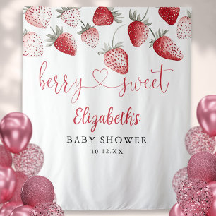 Strawberry Berry Sweet Baby Shower Photo Backdrop