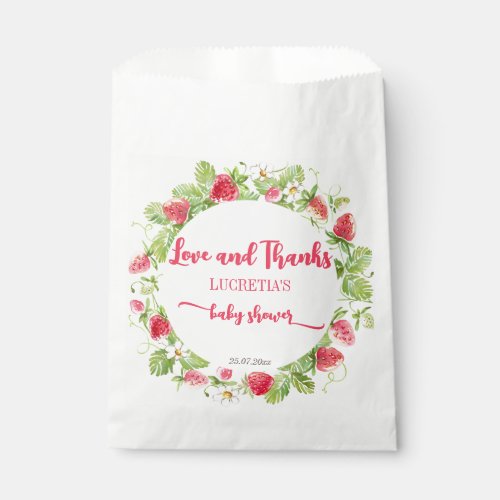 Strawberry berry sweet baby shower thank you favor bag