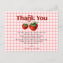 Strawberry Berry Sweet Baby Shower Thank You  Postcard