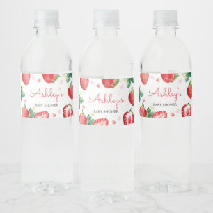 Strawberry Berry Sweet Baby Shower Water Bottle Label
