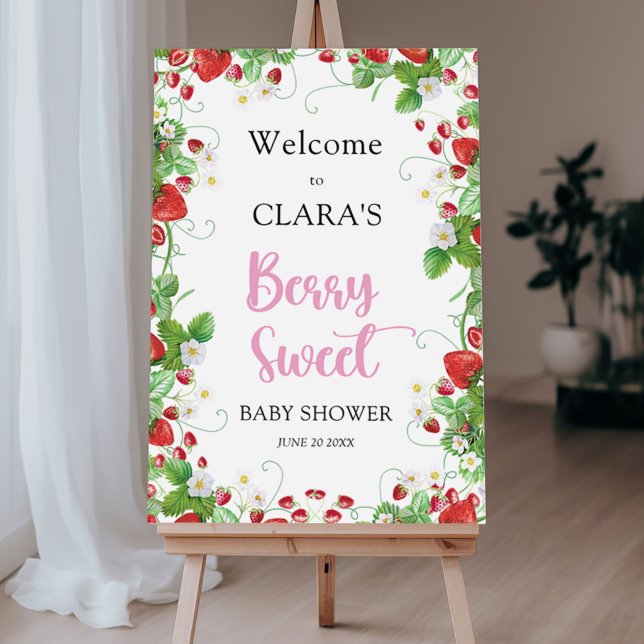 Strawberry Berry Sweet Baby Shower Welcome Foam Board (Creator Uploaded)