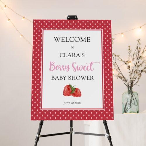  Strawberry Berry Sweet Baby Shower Welcome Foam Board