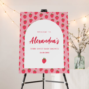 Strawberry Berry Sweet Baby Shower Welcome Sign