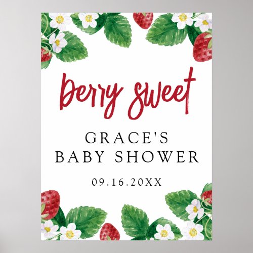 Strawberry Berry Sweet Baby Shower Welcome Sign