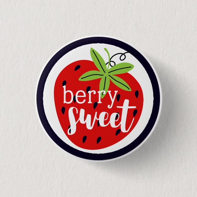 Strawberry Berry Sweet Birthday Baby Girl Kids' Button (Front)