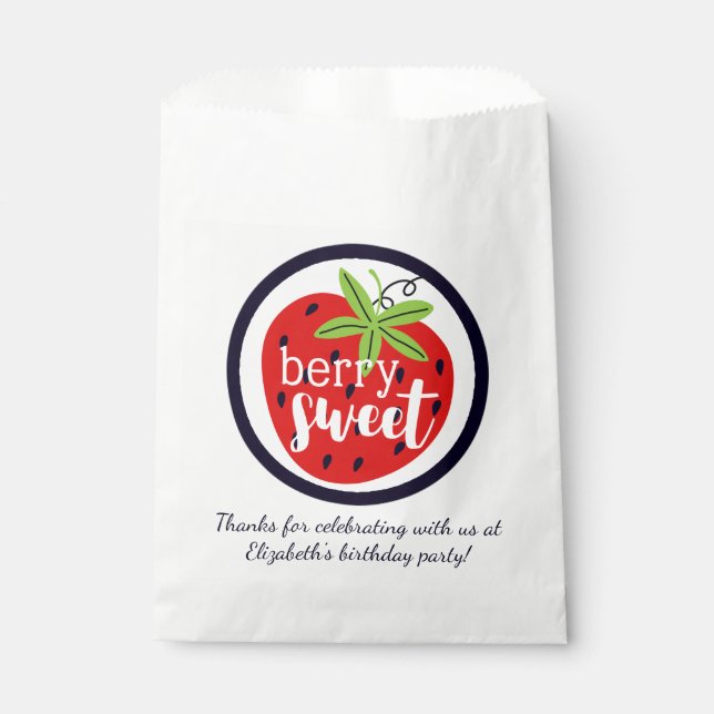 Strawberry Berry Sweet Birthday Baby Girl Kids' Favor Bag (Front)