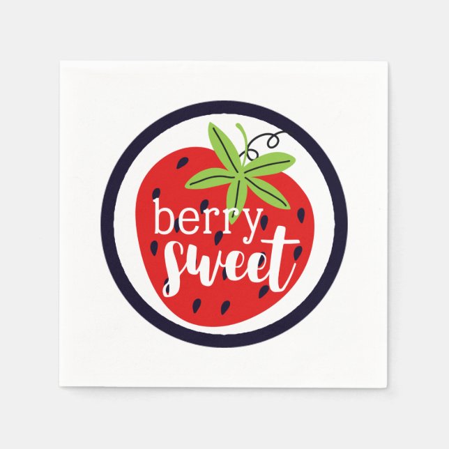 Strawberry Berry Sweet Birthday Baby Girl Kids' Napkins (Front)