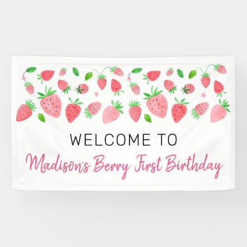 Strawberry Berry Sweet Birthday Banner