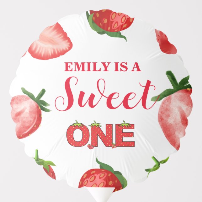 Strawberry Berry Sweet Birthday| Berry First  Balloon (Front)