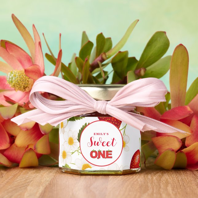 Strawberry Berry Sweet Birthday| Berry First  Honey Jar Favors (Insitu (Wedding))