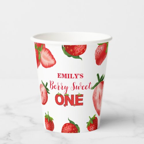Strawberry Berry Sweet Birthday  Berry First  Paper Cups
