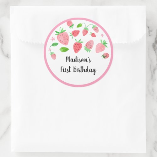 Strawberry Berry Sweet Birthday Classic Round Sticker