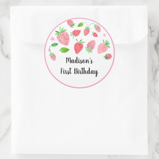 Strawberry Berry Sweet Birthday Classic Round Sticker (Bag)