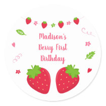 Strawberry Berry Sweet Birthday Classic Round Sticker