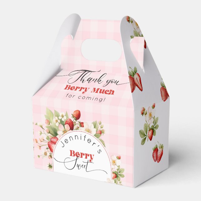 Strawberry berry sweet birthday favor boxes (Front Side)