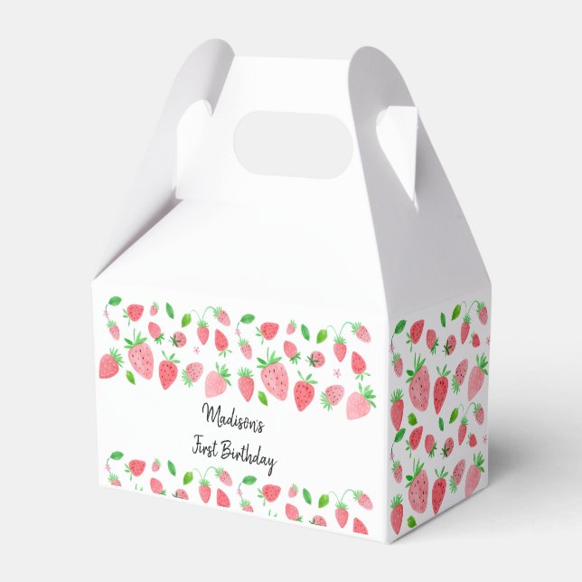 Strawberry Berry Sweet Birthday Favor Boxes (Front Side)