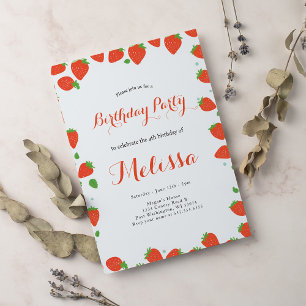 Strawberry Berry Sweet Birthday Invitation