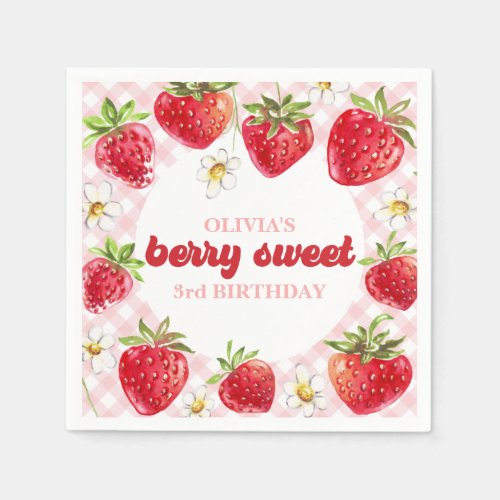Strawberry Berry Sweet Birthday Napkins