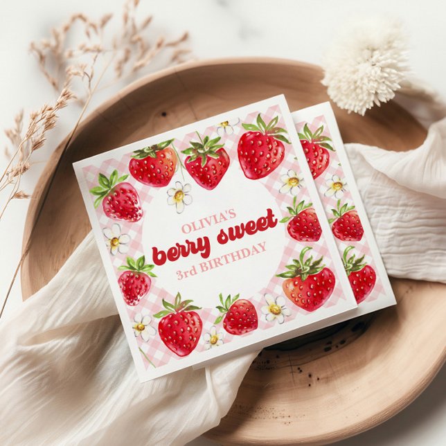 Strawberry Berry Sweet Birthday Napkins (Creator Uploaded)