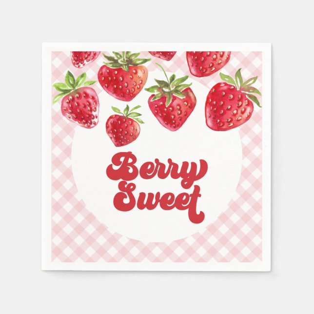 Strawberry Berry Sweet Birthday Paper Plates Napkins (Front)