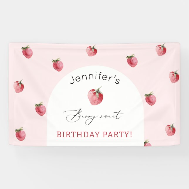Strawberry berry sweet birthday party banner (Horizontal)