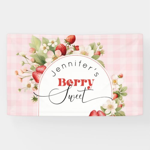 Strawberry berry sweet birthday party banner