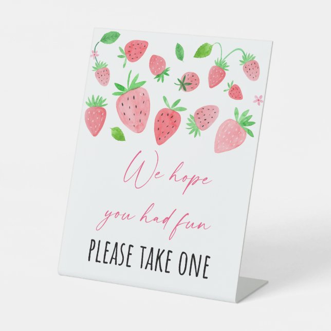 Strawberry Berry Sweet Birthday Party Favor Sign (Front)