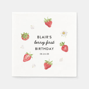 Strawberry Berry Sweet Birthday Party Napkins
