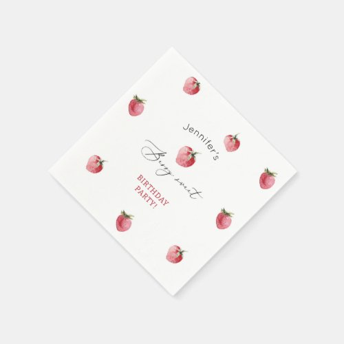 Strawberry berry sweet birthday party napkins