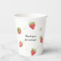 Disposable Strawberry Party Cups Berry Sweet Birthday Party