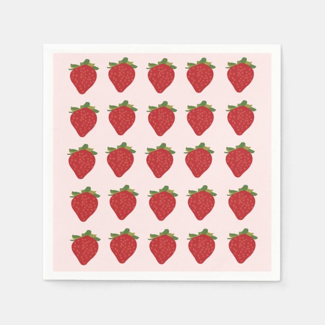 Strawberry Berry Sweet Birthday Party Strawberries Napkins (Front)