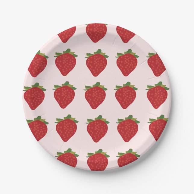 Strawberry Berry Sweet Birthday Party Strawberries Paper Plates (Front)