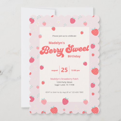 Strawberry Berry Sweet Birthday Summer Invitation