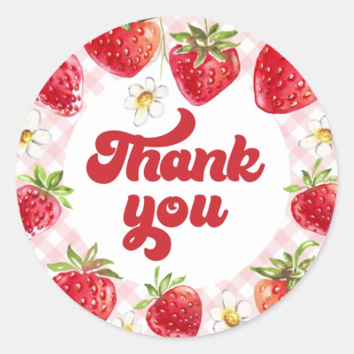 Strawberry Berry Sweet Birthday Thank You Classic Round Sticker