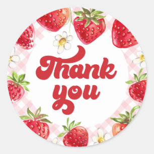 Strawberry Berry Sweet Birthday Thank You Classic Round Sticker