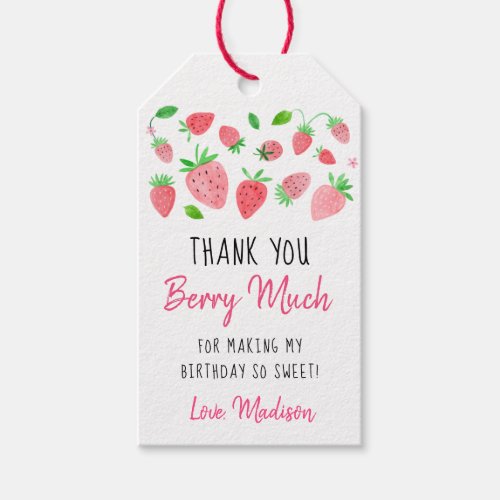 Strawberry Berry Sweet Birthday Thank You Gift Tags