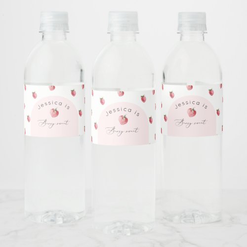 Strawberry berry sweet birthday water bottle label