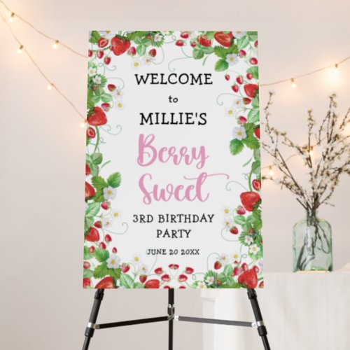 Strawberry Berry Sweet Birthday Welcome Sign