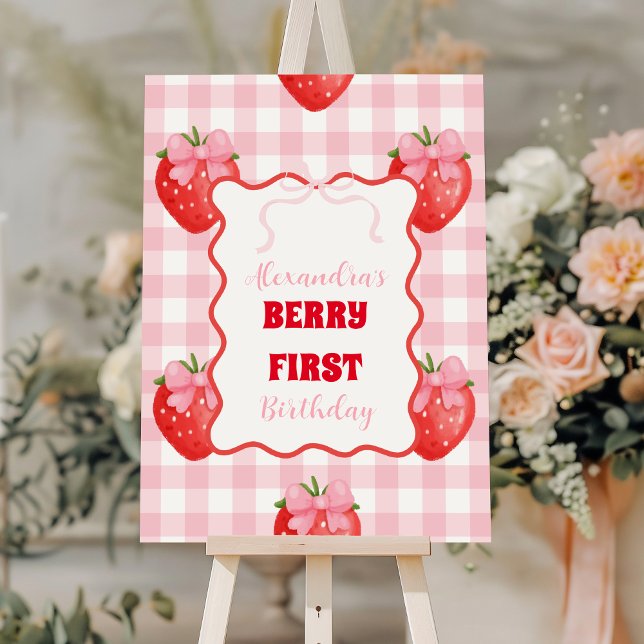 Strawberry Berry Sweet Boho 1st Birthday Foam Board (Creator Uploaded)