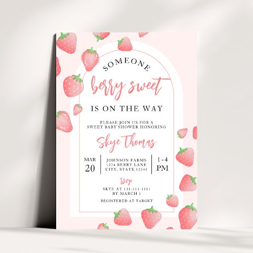 Strawberry Berry Sweet Boho Baby Shower Invitation