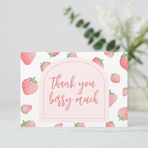 Strawberry Berry Sweet Boho Thank You Card