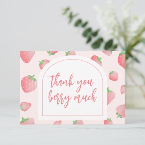 Strawberry Berry Sweet Boho Thank You Card
