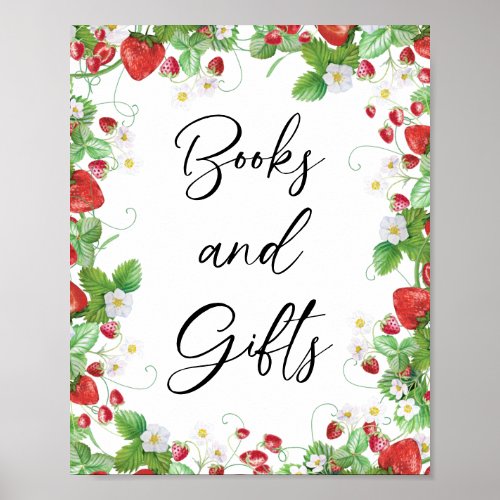 Strawberry Berry Sweet  Books  Gifts Baby Shower Poster