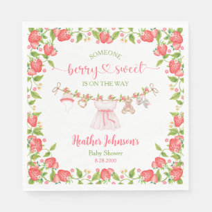 Strawberry Berry Sweet Clothesline Baby Shower Napkins