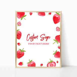 Strawberry Berry Sweet Custom Party Sign