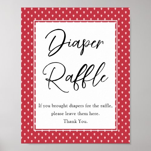 Strawberry Berry Sweet Diaper Raffle Baby Shower   Poster