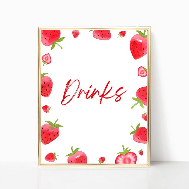 Strawberry Berry Sweet Drinks Party Sign (Creator Uploaded)
